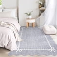 thumbnail image 2 of Nanan 5'x7' Scalloped Bow Border Area Rug, Modern Solid Washable Rug with Non Slip TPR Backing, Stain Resistant Low Pile Indoor Carpet Mat for Bedroom Hallway Nursery Decor, Grey, 2 of 7