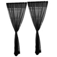 thumbnail image 4 of 2 Panel Romantic & Window Voile Curtains Panel Valance Drape - with 2.4-inch Rod , Black - 200x200cm, 4 of 8