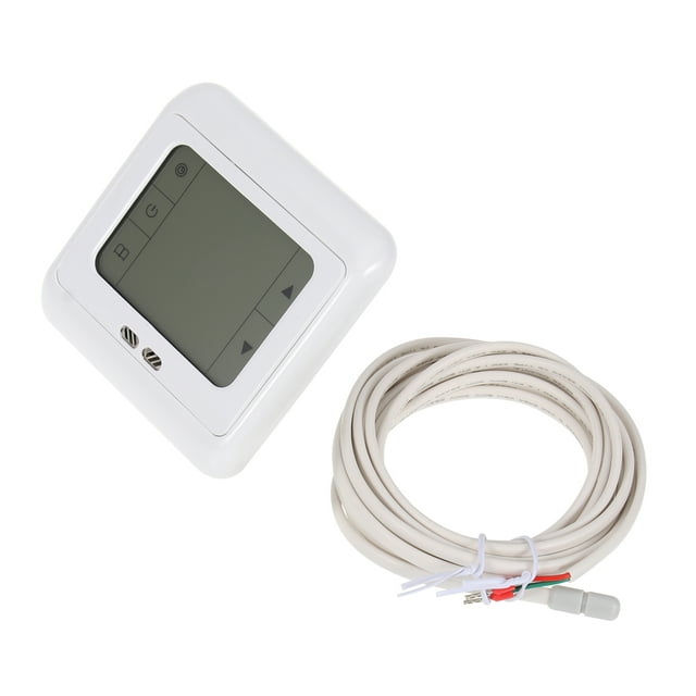 Digital Thermoregulator Touch Screen Room Heating Thermostat Underfloor Heating for Warm Floor Electric Heating System Temperature Controller (Add 3 Meters External Probe, White)
