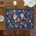thumbnail image 2 of Navy Blue Flowers Placemats for Dinning Table Set of 6, Spring Vintage Floral Leaves Farmhouse Burlap Kitchen Place Mats Waterproof Cloth Table Mats, Indoor Outdoor Placemats Easy Clean Dinner Decor, 2 of 8
