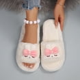 thumbnail image 2 of Wensltd Womens Memory Foam Fuzzy Slippers Indoor Flat Home Slippers Open Toe House Shoes White, 2 of 9