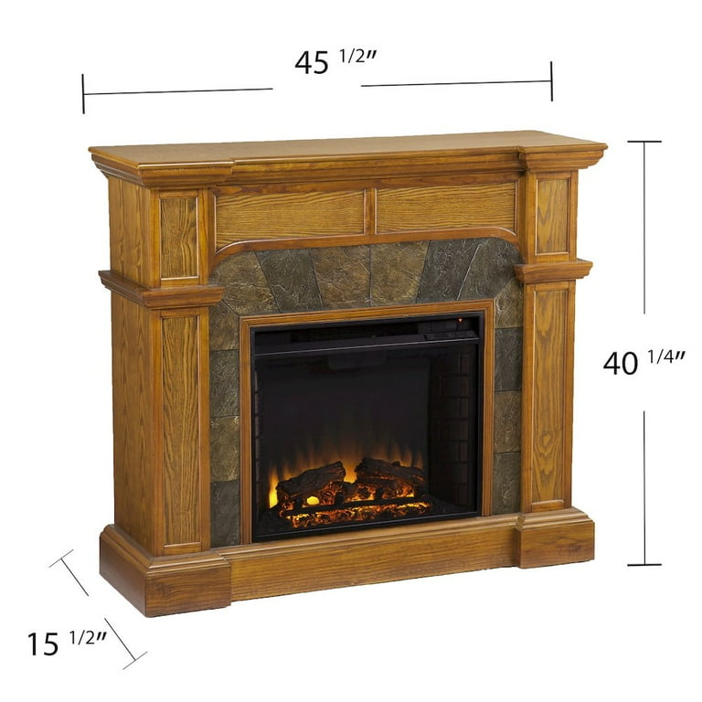 SEI Furniture Cartwright Corner Electric Fireplace in Oak