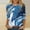 Blue, variant on Qulqfy Women Tops for Fall 3/4 Sleeve Casual Blue Blouses Graphic Prints Crewneck Sweatshirts for Women Trendy L