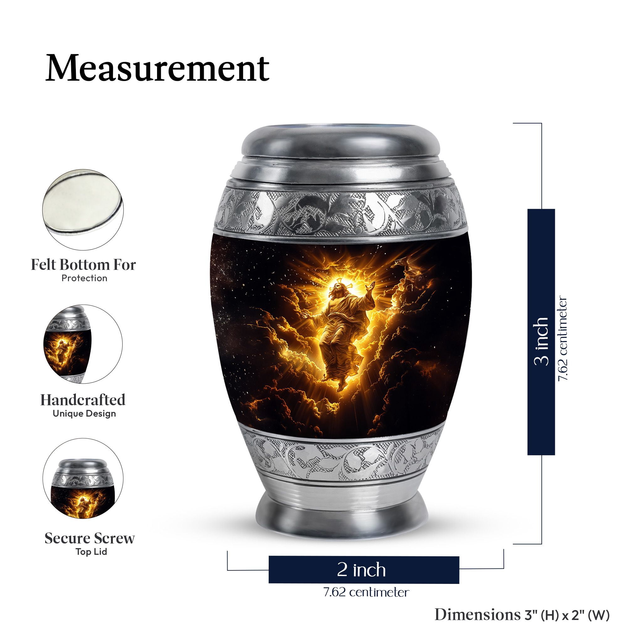 KARYLIZ Cross Cremation Urn Human Ashes - Urn For Human Ashes Adult Female - Urn For Human Ashes Adult Man - Urn For Ashes For Women - Adult Male Urn - Urn For Human Ashes Large (Combo 10" & 3")