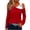 Red #018, variant on Women's Off Shoulder Tops with Buckle Strap, Casual Solid Patchwork Single Shoulder Blouses, Loose Fit Fashion Tees Black 2XL