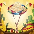 thumbnail image 2 of ibiyuan Fashion Sun Hats for Women UV Protection,Male And Women Style Mexican Straw Hat Ethnic Style Summer Straw Craft Large Sun Hat, 2 of 3