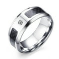 thumbnail image 1 of Men Stainless Steel CZ Carbon Fibre Engagement Wedding Ring, 1 of 4