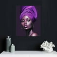 thumbnail image 4 of Nawypu  African American Women Canvas Wall Art, Beauty Black Woman Purple Hair Canvas Art, Abstract Minimalist Painting Wall Decor for Living Room Bedroom Bathroom Home Decor Ready to Hanging, 4 of 4