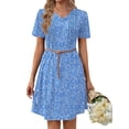 thumbnail image 5 of Fantaslook Summer Dresses for Women Short Sleeve Pleated V Neck Dress A Line Casual Tunic Dresses with Pockets, 5 of 10
