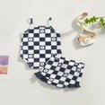 thumbnail image 4 of Infant Baby Girl Summer Clothes Set Checkerboard Plaid Floral Print Sleeveless Romper+Ruffle Shorts Outfit, 4 of 9