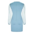 thumbnail image 7 of IROINNID Cocktail Dress for Women Wedding Guests Dresses for Women Summer Solid Long Sleeve V-Neck Tight Party Club Dress ,Light Blue, 7 of 7
