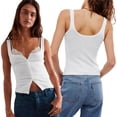 thumbnail image 5 of AJZIOJIRO Women Summer Slim Shirt Casual Sleeveless T-Shirt Cotton Lacy Straps Tops S-XL, 5 of 7