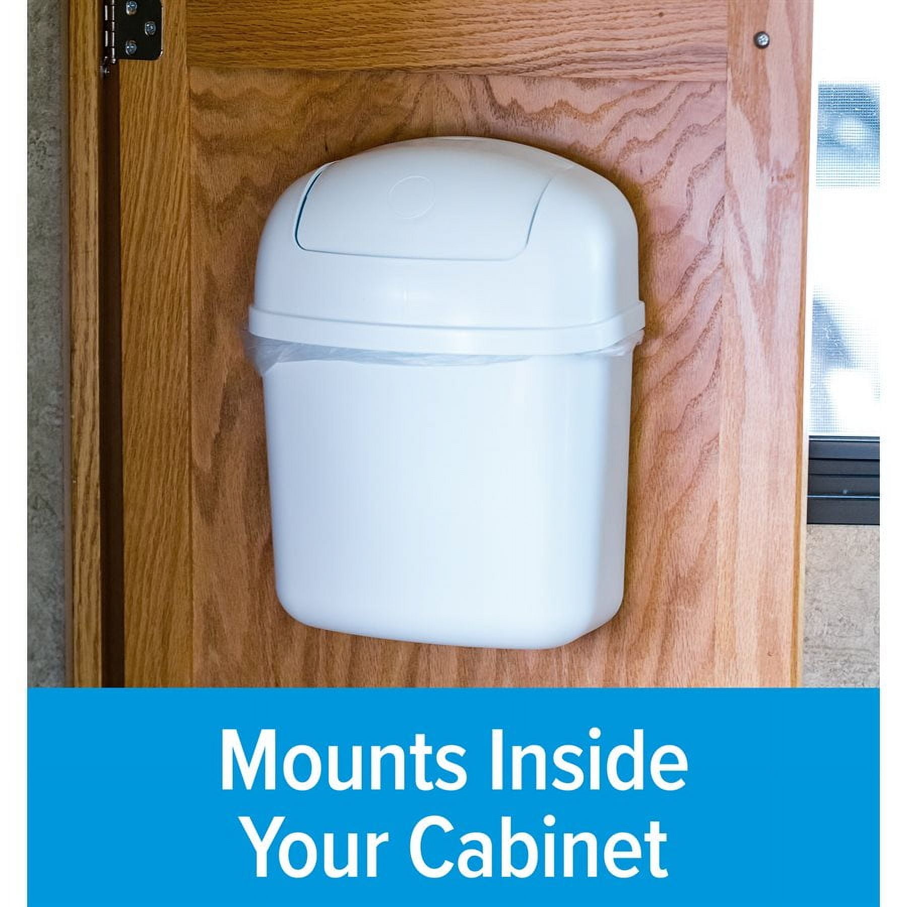 Camco RV Cabinet Mount Trashcan, 5" x 11", (43961), White