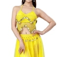 thumbnail image 2 of Kctiaxy Built in Bra Tank Top for Women Spaghetti Strap Fringe Summer Tops V-Neck Sleeveless Sparkly Belly Crop Tank Blouse for Dance Party, 2 of 8