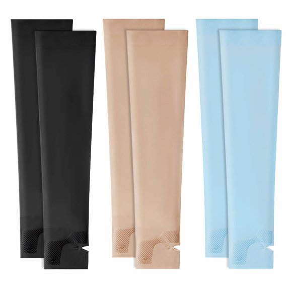TELOLY 3Pairs Arm Sleeves,Soft Cool UPF50  Nylon Arm Sleeves for Women,Tight Shape 16" Mangas Para Brazos Para Mujer,Multicolor3