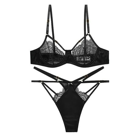 Sentmoon Lingerie for Women Thin Sponge Transparent Bra With Large Chest And Small Lace Women s Sexy Lingerie Bra Set Valentines Lingerie Valentines Day Gifts for Her Clearance Sales Today Deals Pri