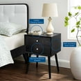 thumbnail image 5 of Nightstand Side End Table w/ USB, Wood, Black, Modern Contemporary Urban Design, Bedroom Master Guest Suite Living Room, 5 of 9
