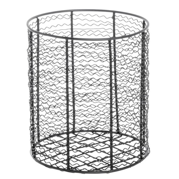 HUBERT Wire Storage Basket Round Black Steel - 9 13/16 Dia x 9 13/16 H