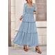 thumbnail image 3 of Vestido PRETTYGARDEN 2025 Maxi de Manga Larga con Fruncido Azul Talle M, 3 of 8