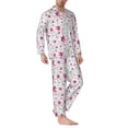 thumbnail image 2 of Salouo Lilies Flowers Print Button-Front Long Sleeve Pajama Set for Men, Soft 2Pjs Men's Long Sleeve Sleepwear-Medium, 2 of 7