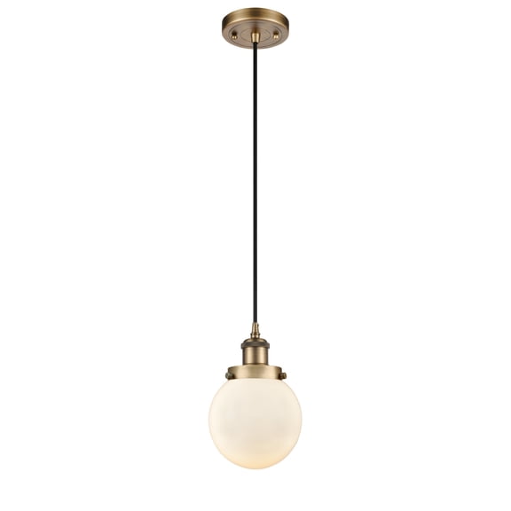 916-1P-BB-G201-6-LED-Innovations Lighting-Beacon-3.5W 1 LED Mini Pendant in Modern Contempo Style-6 Inches Wide by 9 Inches High   Brushed Brass