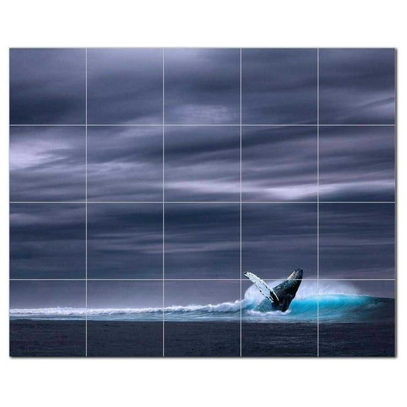 Whale Ceramic Tile Mural Kitchen Backsplash Bathroom Shower, 403092-XL54