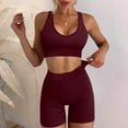 thumbnail image 3 of Baqcunre Workout Sets for Women Workout Sport Sets 2 Piece Ribbed Vest Tank High Waist Shorts Yoga Outfits Womens Fashion Outfits for Women Two Piece Sets for Women Womens Clothes Wine XL, 3 of 9