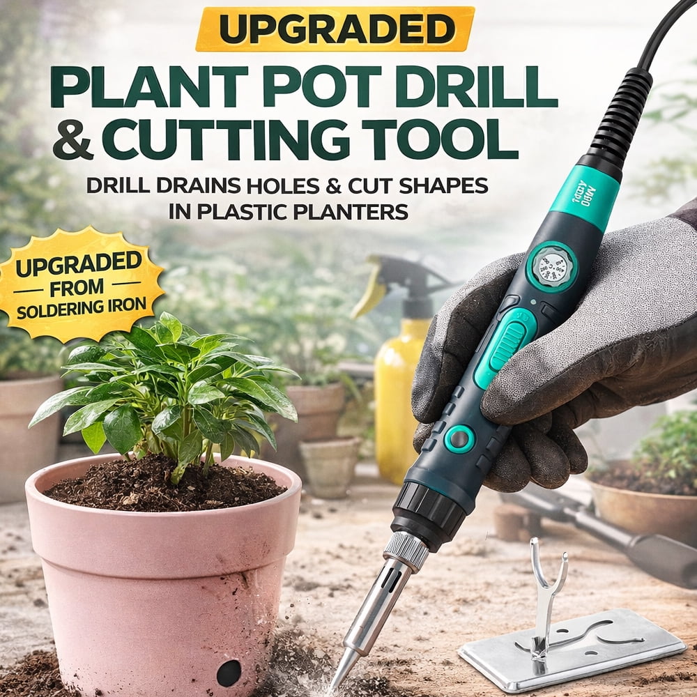 Plant Pot Perforator With 7 Drill Bits,2-in-1 Electric Soldering Iron for DIY Plant Pot Drainage Hole