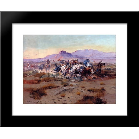 The Attack 20x24 Framed Art Print by Charles M. Russell