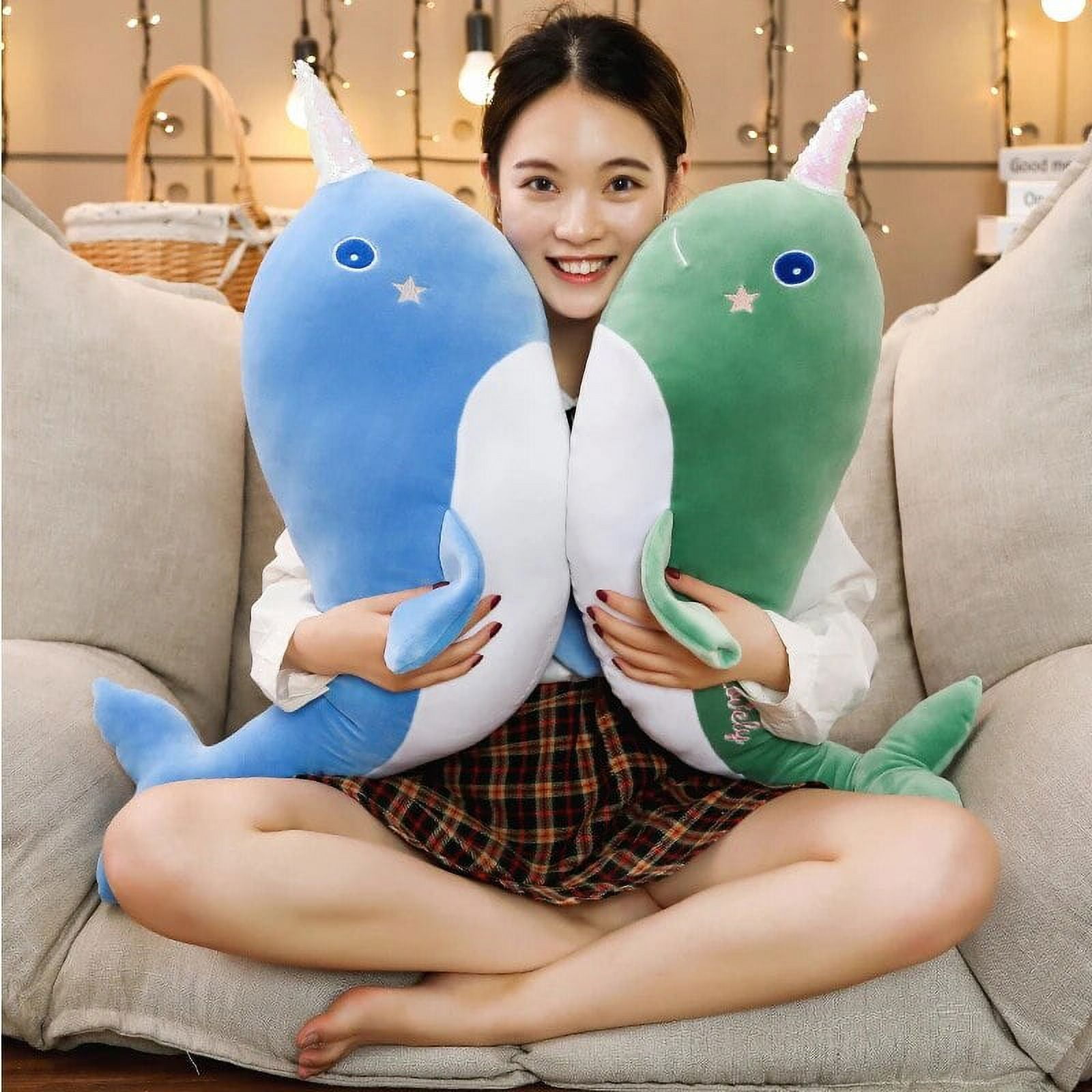 Pillow Large Narwhal Stuffed Animal 28cm Cute Iridescent Narwhal