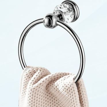Chrome Towel Ring, Bath Hand Towel Holder Crystal, Silver Towel Rack Wall Mounted
