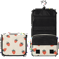 thumbnail image 2 of Hanging Toiletry Bag, Travel Makeup Organizer with Hook & 4 Compartments, Cosmetic Bag Makeup Bag for Travel Accessories, Essentials,Strawberry Pattern, 2 of 8