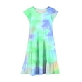 thumbnail image 3 of OGLCCG Girls Summer Dresses Ruffle Short Sleeve Casual Twirly Sundress with Pockets Tie Dye Tiered Swing Midi Dress for Kids 6M-15T, 3 of 4