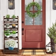 thumbnail image 3 of 4 Tier Wooden Ladder Shelf, Foldable Plant Stand for Indoor Outdoor, Sturdy Fir Wood Storage Rack for Garden Balcony Living Room, No Assembly Needed, Brown, 3 of 6
