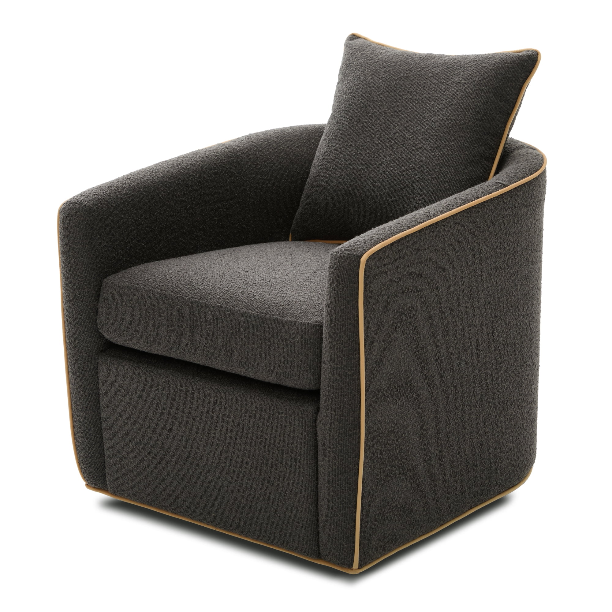 Leumius Swivel Accent Chair, Upholstered Club Chair Barrel Sofa Chair for Living Room, Reading Corner and Small Spaces, Dark Grey