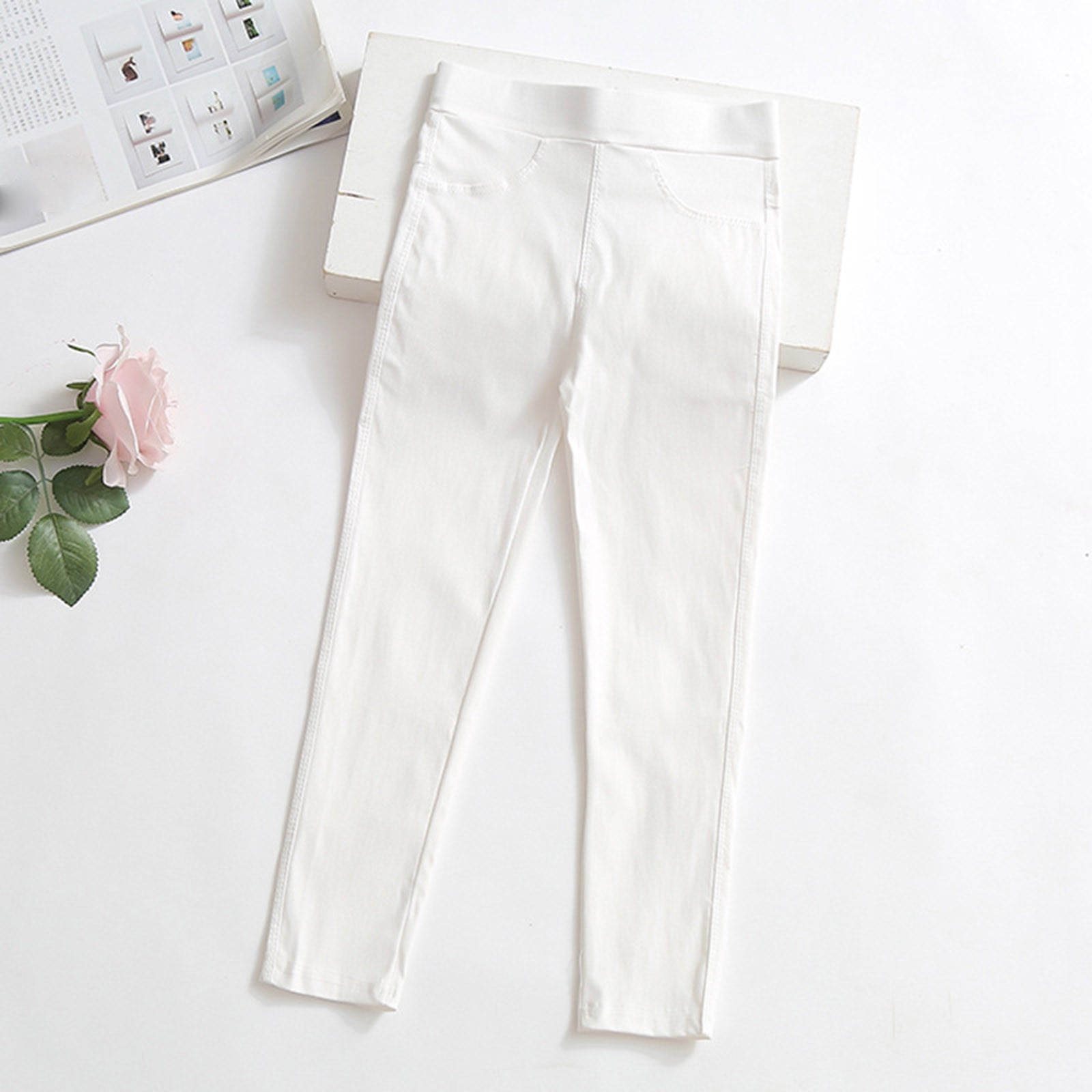 Girls white leggings best sale