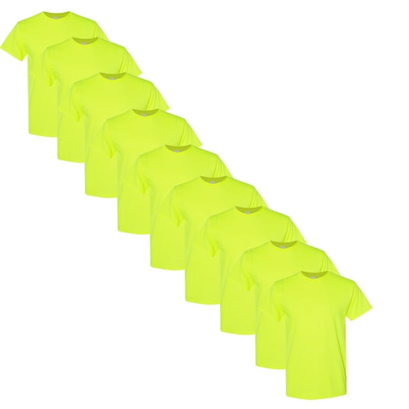 Gildan High-Visibility Men’s T-Shirt | Short Sleeve, Crew Neck Tee, Safety Green | Pack of 9, Size Small