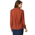 thumbnail image 5 of DARING DIVA Women's Notched Lapel V Neck Heart Polka Dots Shirt XL Brown Red, 5 of 6