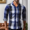 thumbnail image 2 of ZHUASHUM T Shirt For Mens Long Sleeve Fashion Plaid Button Down Shirts Casual Dress Shirt Daily Wear Going Out Tops Blue 3XL, 2 of 5