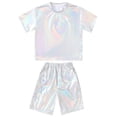 thumbnail image 4 of Ugoldhm Boy 2-Piece Metallic Set – Shinny T-Shirt & Shorts, Dance Performance Costume, Sizes 3-14Y, 4 of 5