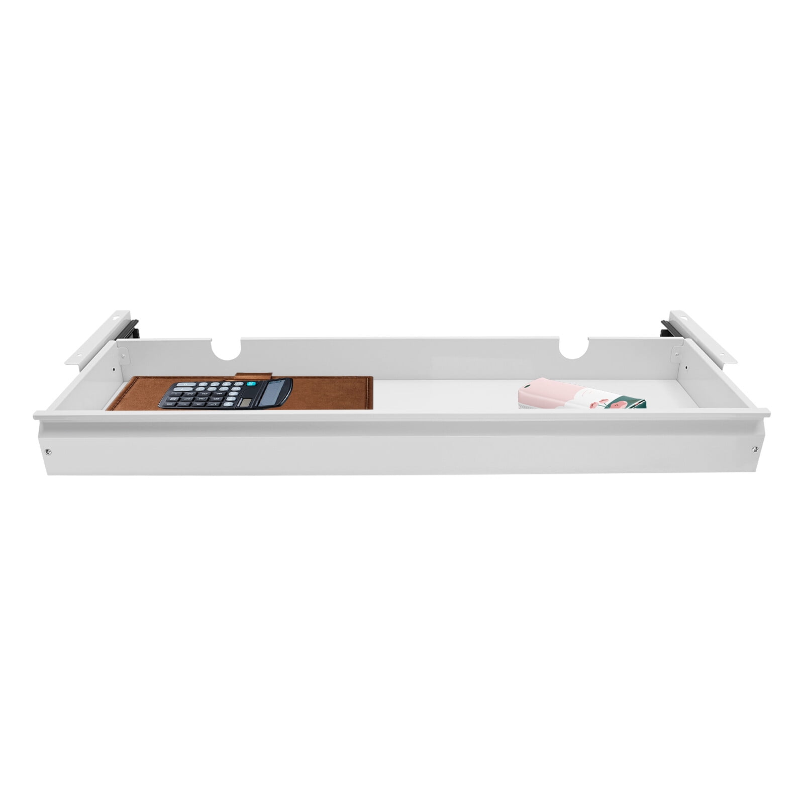 ToppiJoy 33” Under Desk Drawer, Mounted Sliding Pull-out Drawer, Large Storage Organizer for Sit Stand Workstation (White)