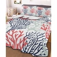 thumbnail image 3 of Quilts Twin-XL Size Bedding Set, Red Navy Blue Coral Coastal Lightweight Quilted Comforter, Summer Beach Seaside Nautical Soft Bedspread Coverlet with Pillow Covers for All Season, 68" x 98", 3 of 7