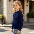 thumbnail image 6 of Auroural Girls Cardigan Sweaters Size 10-12 Girls' Fall and Winter Knitted Cardigan Sweater Solid Color Casual Sweater Coat 2-13Years, 6 of 9