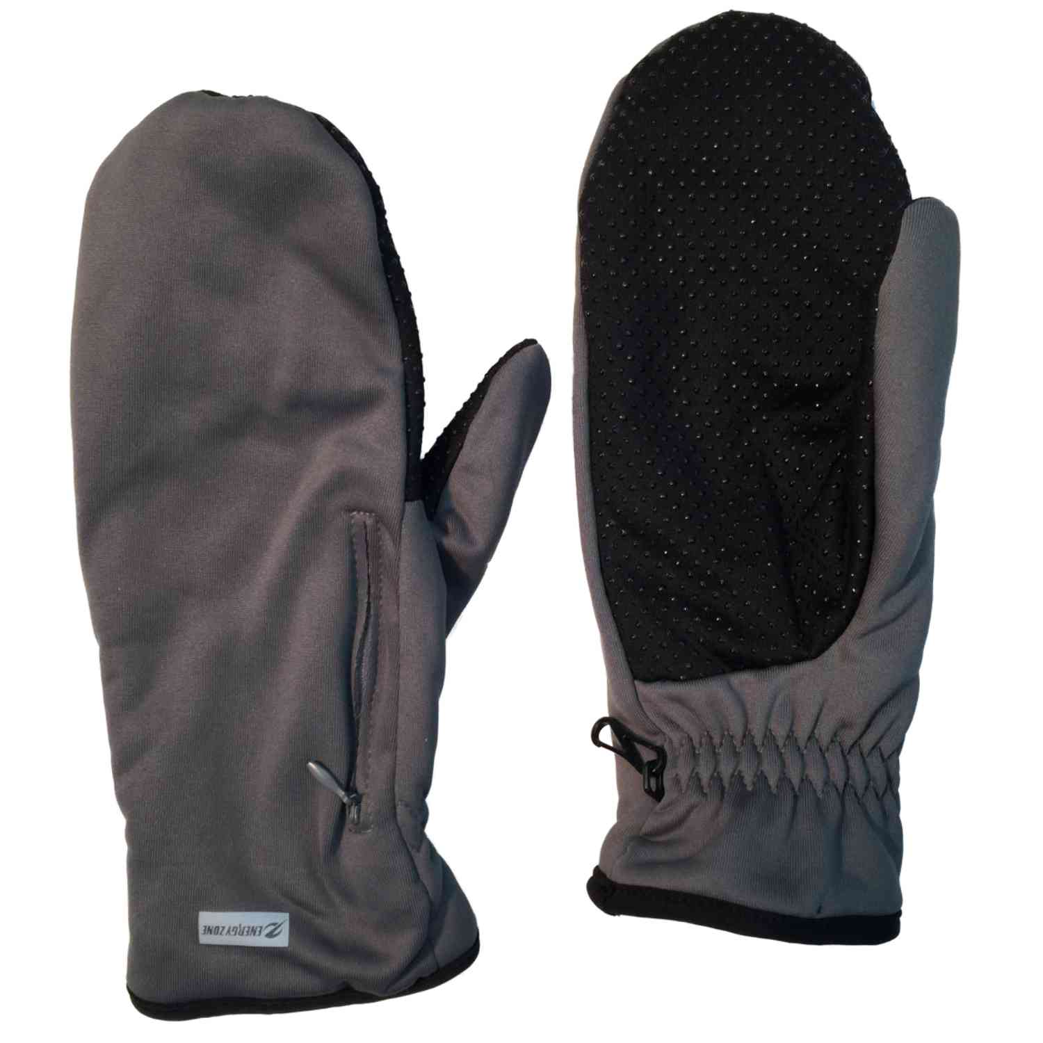 Energy Zone EZ Womens Gray Performance Fleece Mittens with Inner