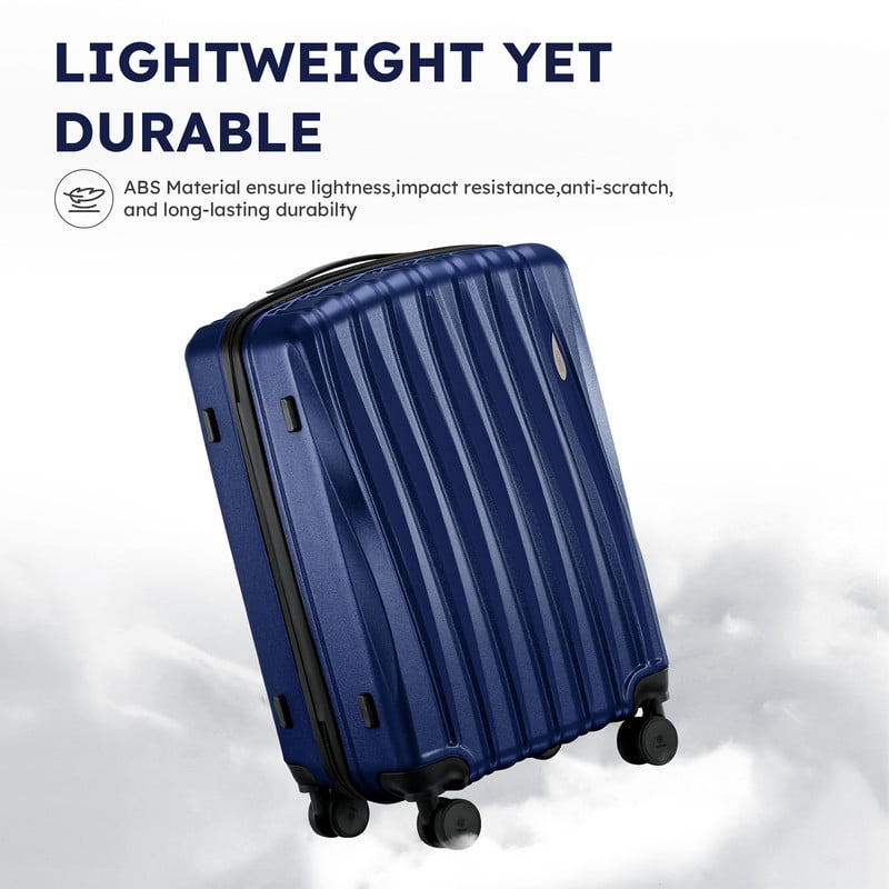 Gowill 3 Piece Hardside Luggage Set 27/23/19 inch Hardshell Lightweight Spinner Wheels Carry-on and Checked Suitcase.Navy Blue