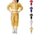 thumbnail image 4 of CHEEREAM Kids Girls Sparkly Sequins Long Sleeve Hip Hop Latin Jazz Street Dance Crop Hooded Jacket Pants Set for 1-8Y, 4 of 4