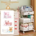 thumbnail image 3 of Gofinoday Baby Diaper Caddy Cart Organizer and Storage-3 Tier, 2+1 Dividers, 1 Drawer,Rolling Utility Cart，Bedside Nursery Essentials Holder for Newborn Baby Stuff for Bedroom,Changing Table, Crib., 3 of 7