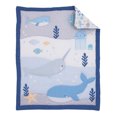 thumbnail image 2 of Little Love by NoJo Underwater Adventure - Narwhals and Whales Navy, Grey and Light Blue 3 Piece Crib Bedding Set- Comforter, Fitted Crib Sheet, Dust Ruffle, 2 of 5
