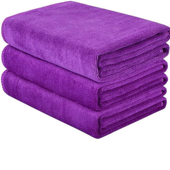 Summark 3 Pieces The Rag Company-Sports And Sports Towels-Gym, Sports, Fitness, Spa, Super Soft, Super Absorbent, Quick-Drying High-Quality Microfiber, 27.5" X 11.8" (Dark Purple)