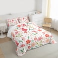 thumbnail image 4 of Manfei Retro French Flower Queen Comforter Set, Red Floral Bedding Sets, Teens Western Countryside Reversible Bedding Comforter Set, Luxury Bedroom Decor, 3 Pieces, 4 of 9